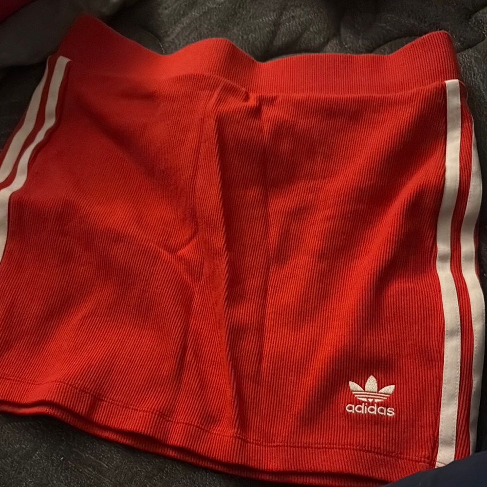 Adidas Red Skirt with White Stripes